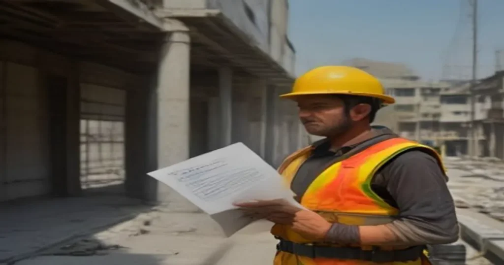 Şantiyede yapım işlerini kontrol eden şantiye şefini gösteren temsili görsel
